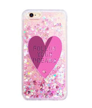 Wixcen Luxury pink Heart Glitter Liquid Phone Case for IPhone 8 7 7plus 6  6plus 5s case Bling Ice Cream Tpu Back Cover lanyard