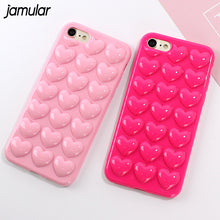 3D Heart Lover Candy Color Soft Skin Shell Case For iPhone X 6 6s 7 Plus Cover Fashion Pink Phone Cover Case For iphone 8 7 Plus