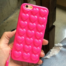 3D Heart Lover Candy Color Soft Skin Shell Case For iPhone X 6 6s 7 Plus Cover Fashion Pink Phone Cover Case For iphone 8 7 Plus