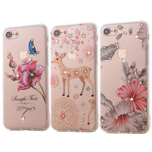 Clespruce Fashion Floral Painted Bling Rhinestone For Apple iPhone 7 7plus Case For iPhone 8 8plus Flower Phone Case Cover