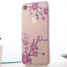 Clespruce Fashion Floral Painted Bling Rhinestone For Apple iPhone 7 7plus Case For iPhone 8 8plus Flower Phone Case Cover
