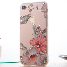 Clespruce Fashion Floral Painted Bling Rhinestone For Apple iPhone 7 7plus Case For iPhone 8 8plus Flower Phone Case Cover