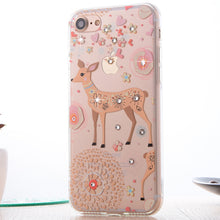 Clespruce Fashion Floral Painted Bling Rhinestone For Apple iPhone 7 7plus Case For iPhone 8 8plus Flower Phone Case Cover
