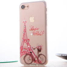 Clespruce Fashion Floral Painted Bling Rhinestone For Apple iPhone 7 7plus Case For iPhone 8 8plus Flower Phone Case Cover