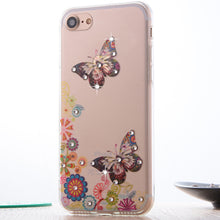 Clespruce Fashion Floral Painted Bling Rhinestone For Apple iPhone 7 7plus Case For iPhone 8 8plus Flower Phone Case Cover