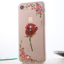 Clespruce Fashion Floral Painted Bling Rhinestone For Apple iPhone 7 7plus Case For iPhone 8 8plus Flower Phone Case Cover