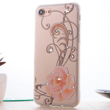 Clespruce Fashion Floral Painted Bling Rhinestone For Apple iPhone 7 7plus Case For iPhone 8 8plus Flower Phone Case Cover