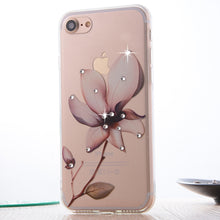 Clespruce Fashion Floral Painted Bling Rhinestone For Apple iPhone 7 7plus Case For iPhone 8 8plus Flower Phone Case Cover