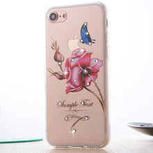 Clespruce Fashion Floral Painted Bling Rhinestone For Apple iPhone 7 7plus Case For iPhone 8 8plus Flower Phone Case Cover