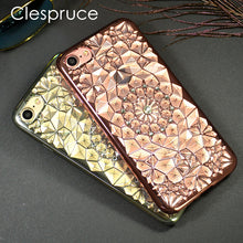 Clespruce Luxury gold rose Plating Case 3D Rugged Flower Diamonds Phone Cases TPU soft Cover For Iphone 8 8plus 6 6s 7 7plus