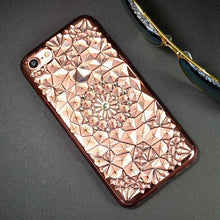 Clespruce Luxury gold rose Plating Case 3D Rugged Flower Diamonds Phone Cases TPU soft Cover For Iphone 8 8plus 6 6s 7 7plus