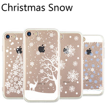 Happy New Year Christmas Theme White Snow Phone Case For iphone 8 Case Transparent TPU Soft Cover For iphone 5 5s se 6 6s 7 Plus