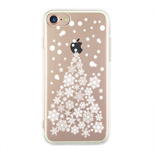 Happy New Year Christmas Theme White Snow Phone Case For iphone 8 Case Transparent TPU Soft Cover For iphone 5 5s se 6 6s 7 Plus