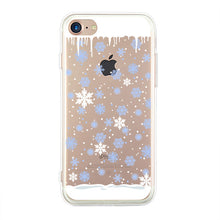 Happy New Year Christmas Theme White Snow Phone Case For iphone 8 Case Transparent TPU Soft Cover For iphone 5 5s se 6 6s 7 Plus