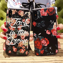 Relief Phone Case For iphone 8 8Plus X 10 Retro Rose Pattern soft silicon case For iphone 6 6s 6plus 7 7plus Case
