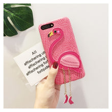 DULCII for iPhone 7 Case for iPhone 6s Case Cute 3D Flamingo Soft TPU Coat PU Leather Phone Cover for Apple iPhone 8 Case 6 Plus
