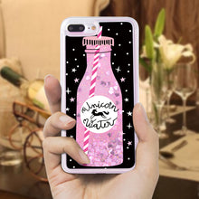 Luxury Liquid Cases For Apple iPhone 8 Case Silicona Pink Flower Drink Bottle Cover For iPhone 8 Plus Case Cover For iPhone8 4.7