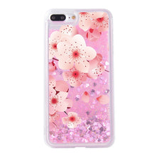 Luxury Liquid Cases For Apple iPhone 8 Case Silicona Pink Flower Drink Bottle Cover For iPhone 8 Plus Case Cover For iPhone8 4.7