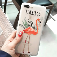 BONVAN 3D Relief Flamingo For iPhone 8 Case Cover Silicone tpu Soft Funda Phone Cases For iPhone 8 plus Translucent Coque Shell