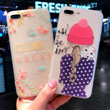 Clear Case For iphone 7 8 Plus Cover Lovely Relief Cartoon Girl Soft Silicon Transparent for iphone 6 6s plus iphone 8 Case Cute