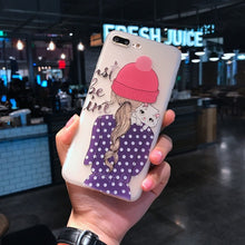 Clear Case For iphone 7 8 Plus Cover Lovely Relief Cartoon Girl Soft Silicon Transparent for iphone 6 6s plus iphone 8 Case Cute