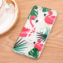 For iphone 8 8plus Case Flamingo Plants Flower Silicone Relief Cases For iphone 6 6s 7 plus Cover Banana Leaves Soft Phone Case